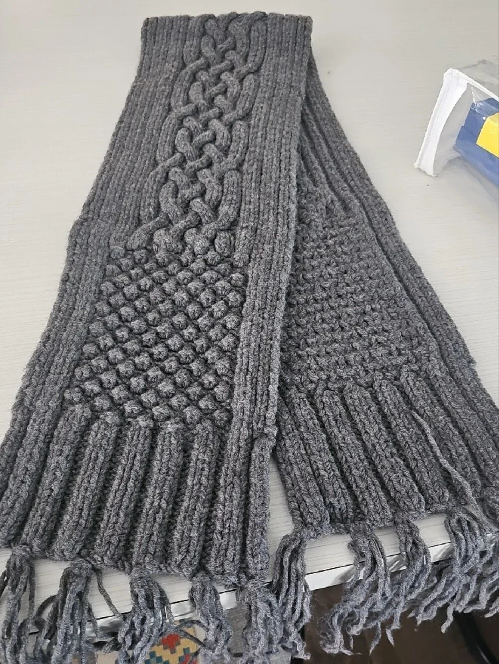 Banana Republic Dark Gray Ribbed 100% Wool Scarf